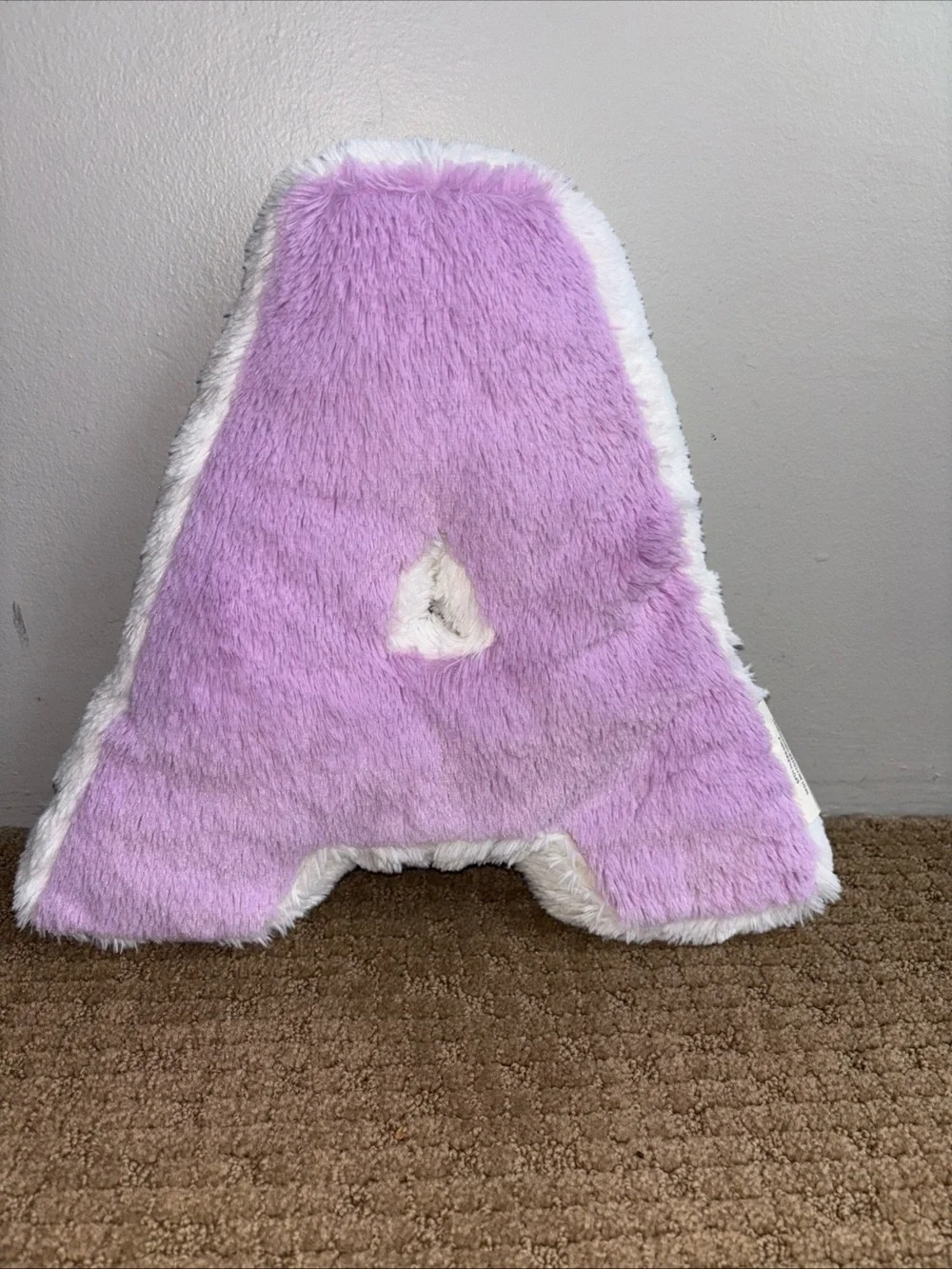 Sequin JUSTICE Letter A Pillow Plush Toy Iridescent white purple EUC Large 14”